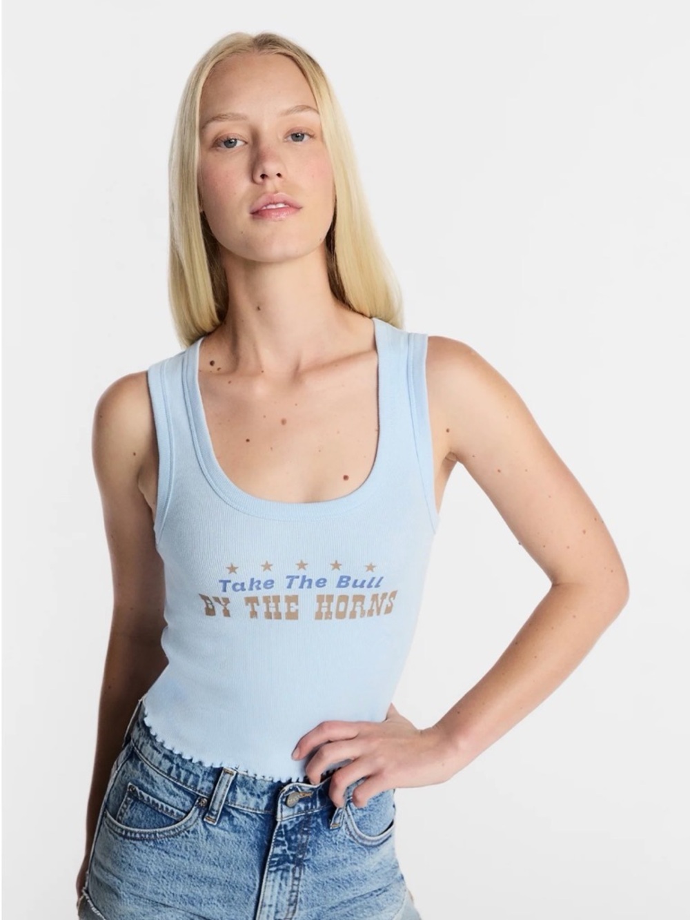 Kacey Lee Women's Take the Bull Graphic Cutaway Tank Top, Size L